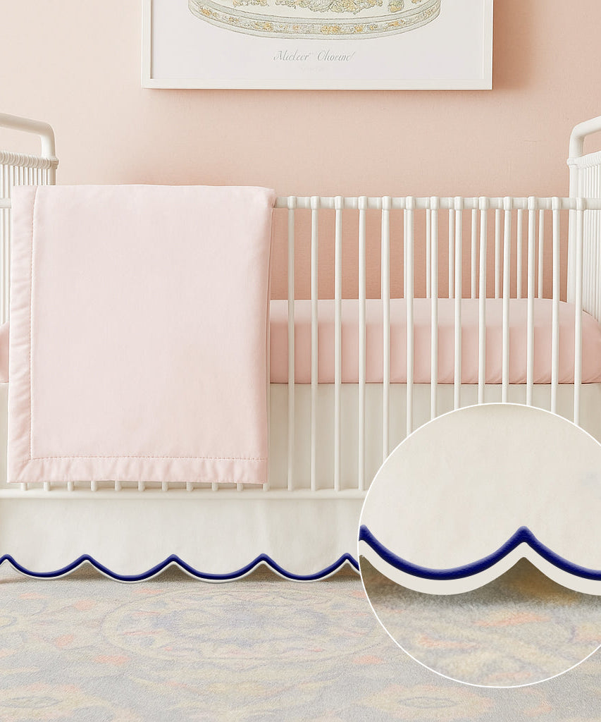 Scallop Embroidery Cotton Crib Skirt