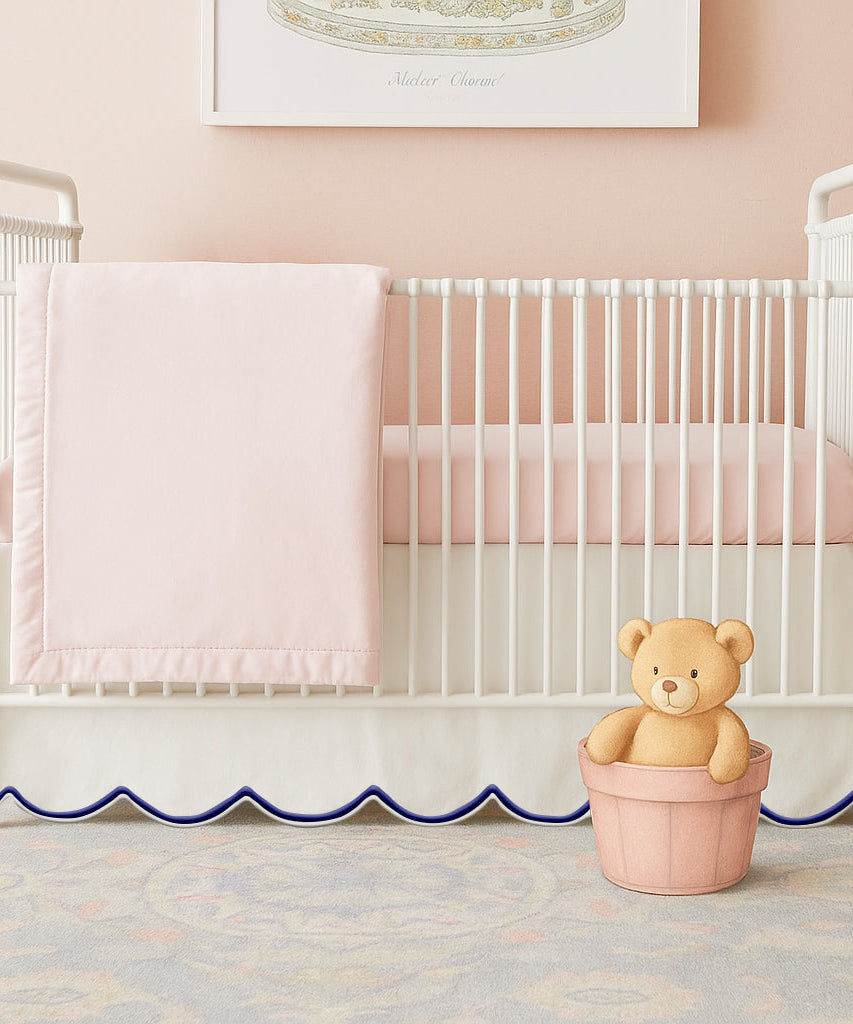 Scallop Embroidery Cotton Crib Skirt