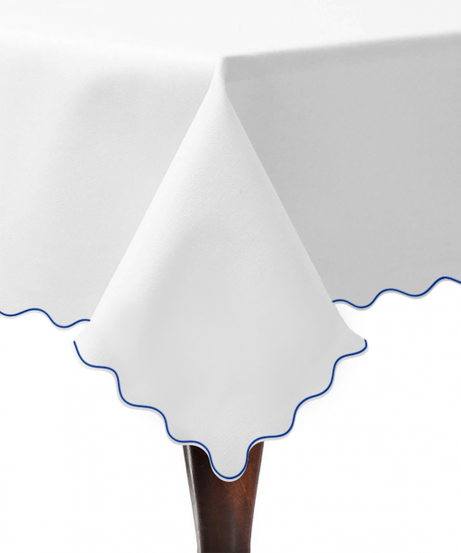 Scallop Embroidery Sateen Cotton Solid Table Cloth
