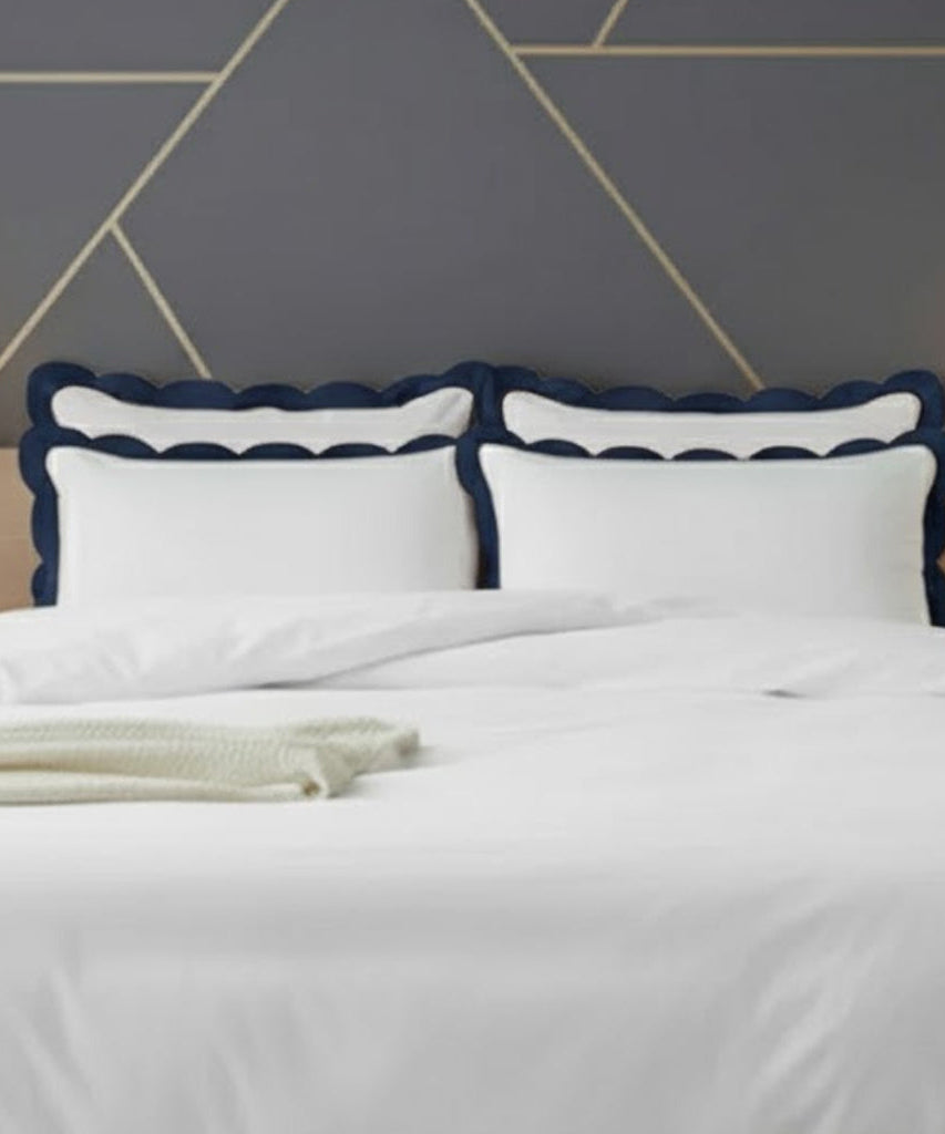 Scalloped & Wavy Applique Embroidery Cotton Duvet Cover Set