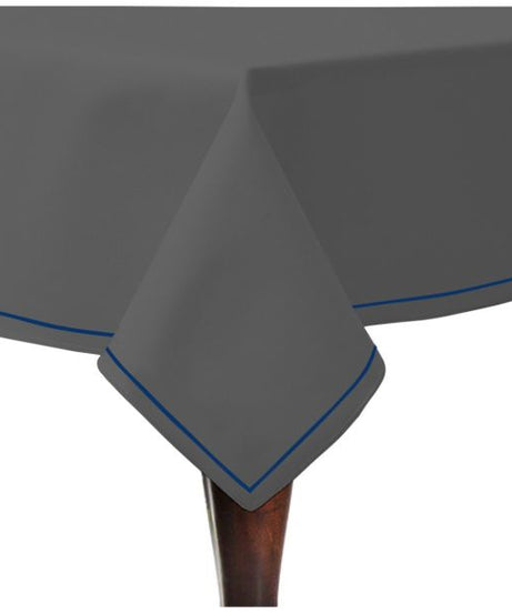 Single Embroidery Border Sateen Cotton Solid Table Cloth - Dark Grey