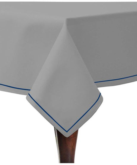 Single Embroidery Border Sateen Cotton Solid Table Cloth - Light Grey