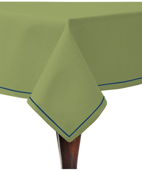 Single Embroidery Border Sateen Cotton Solid Table Cloth - Sage