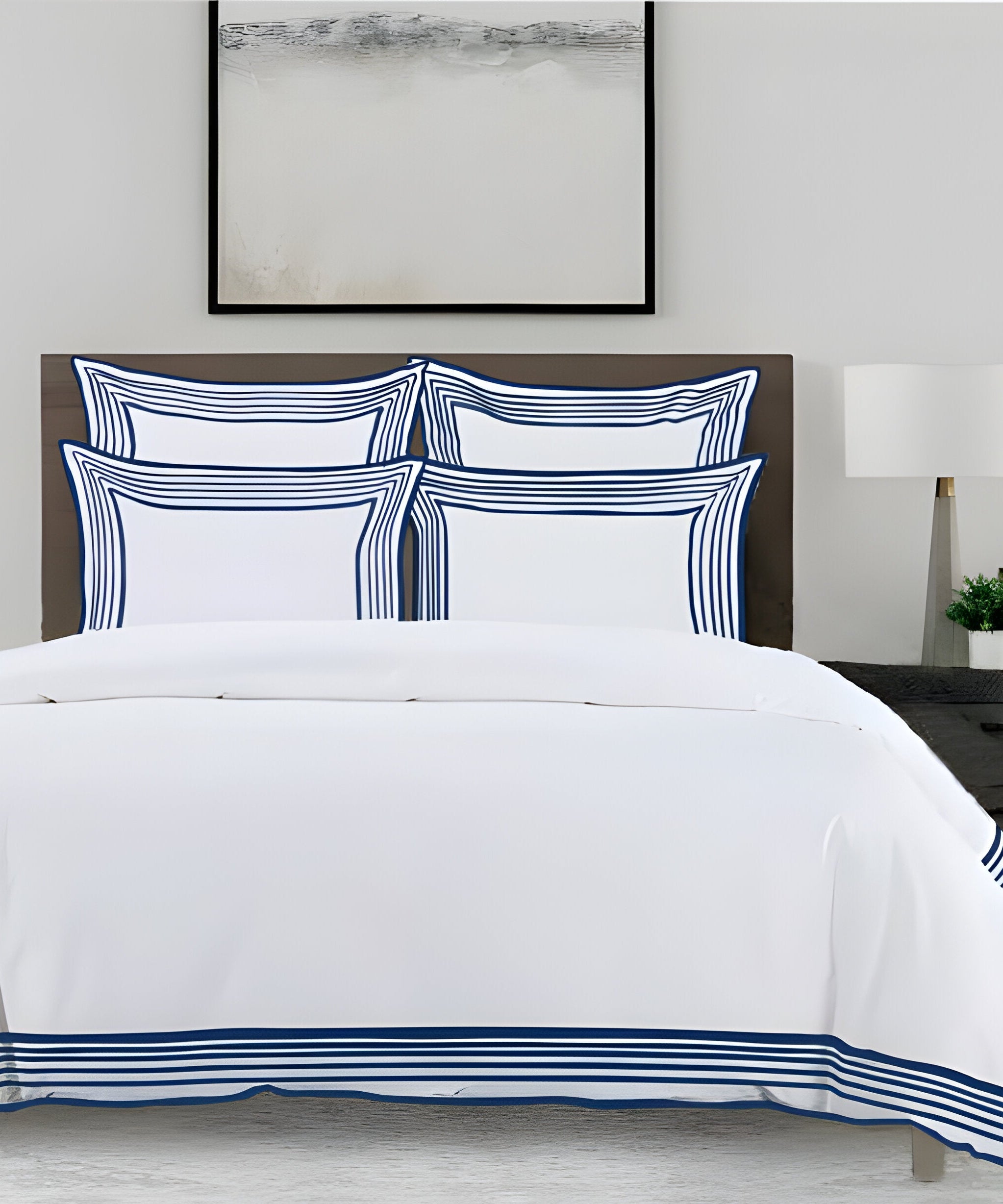 Smart Border 400TC Cotton Embroidery Sateen Solid Duvet Cover Set