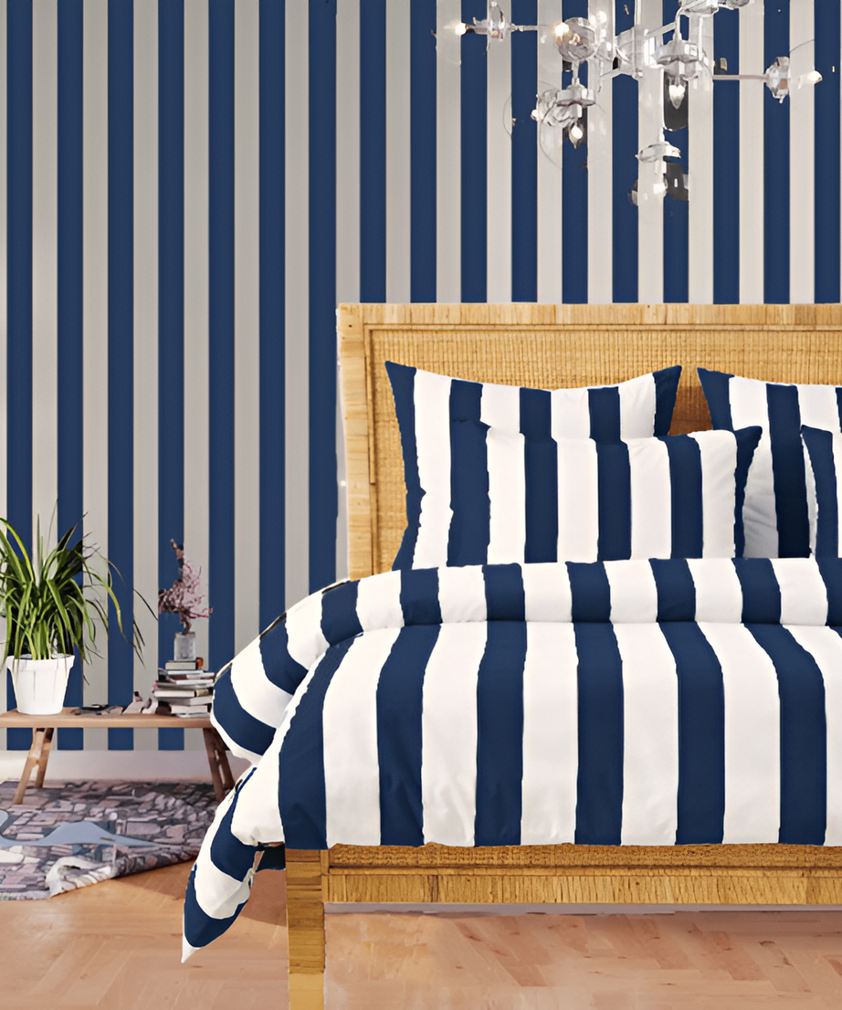 400TC Stripe Border Frame Cotton Sateen Duvet Cover Set