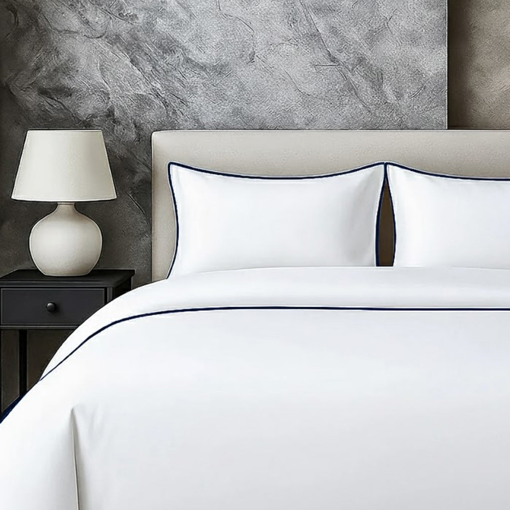 400 TC 100% Tencel Soft Silk Piping Duvet Cover Set