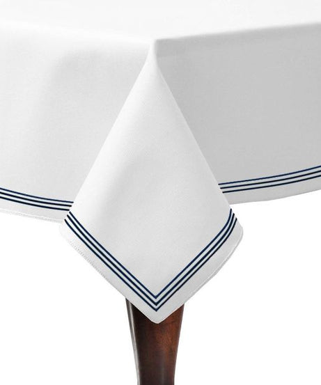 Triple Embroidery Border Sateen Poly Cotton Solid Table Cloth