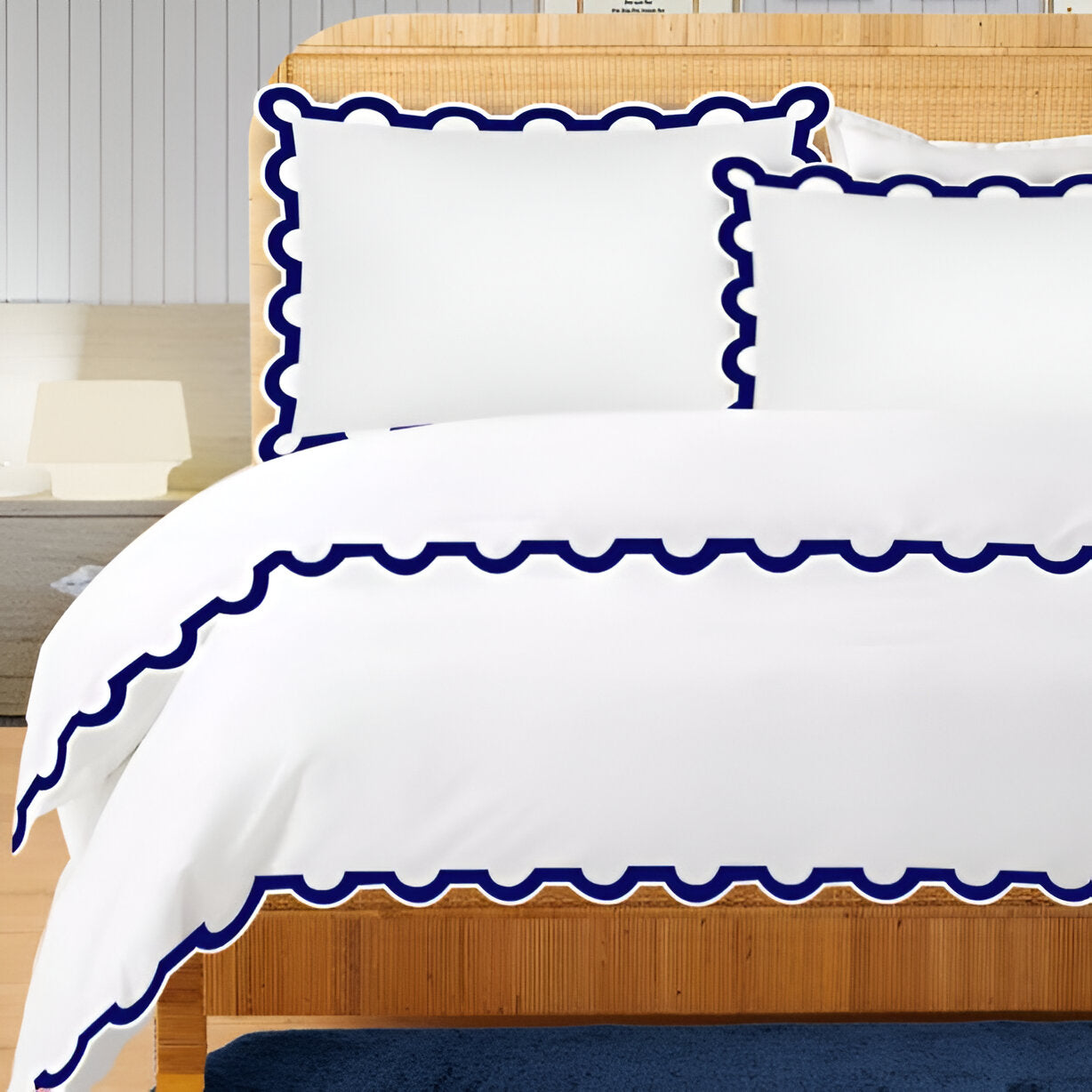 400TC U Shape Applique Embroidery Cotton Duvet Cover Set