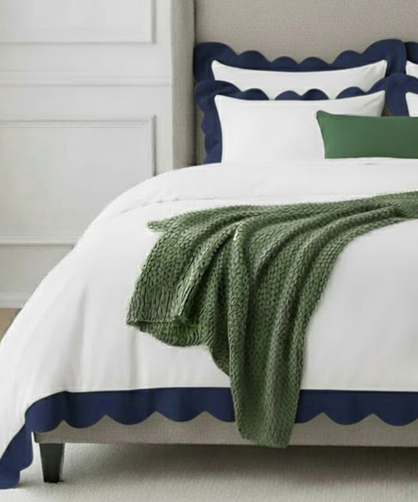 Wavy Applique Embroidery Cotton Duvet Cover Set
