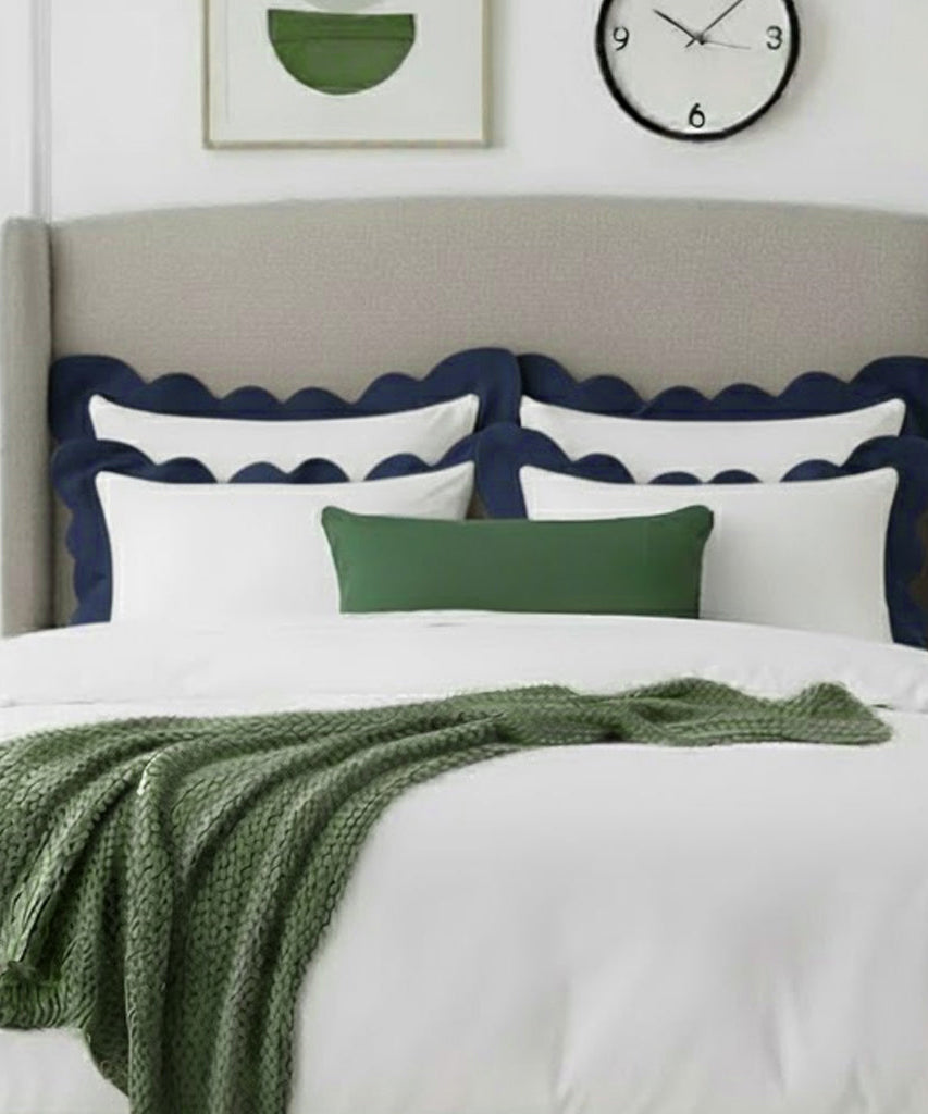 Wavy Applique Embroidery Cotton Duvet Cover Set