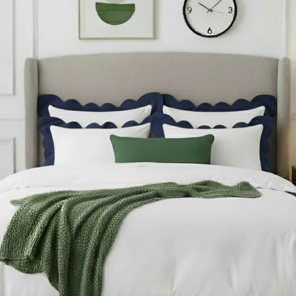Wavy Applique Embroidery Cotton Duvet Cover Set