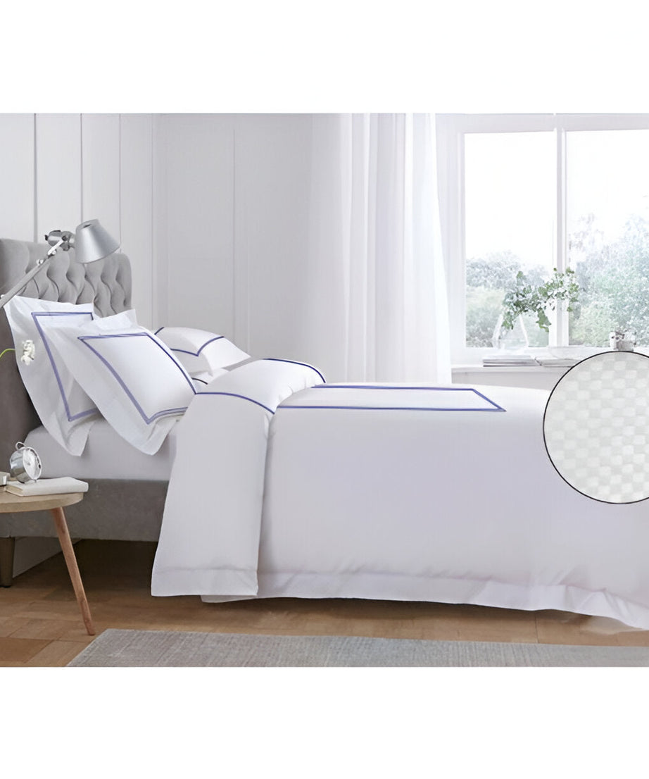 400TC Cotton Double Embroidery Sateen Microcheck Duvet Cover Set