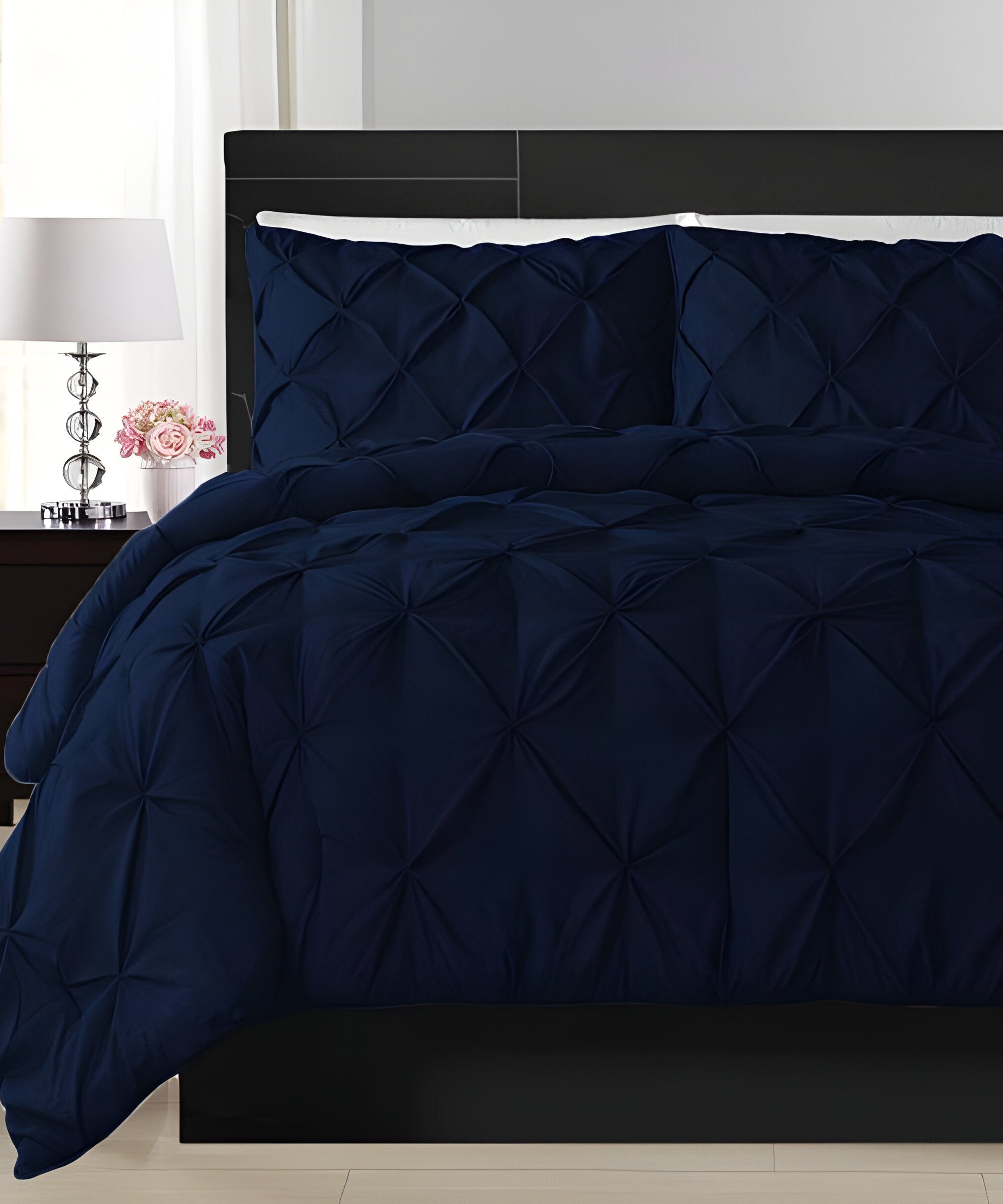 400TC Cotton Pintuck Sateen Solid Duvet Cover Set