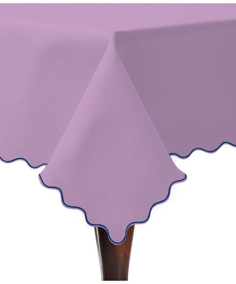 Scallop Embroidery Sateen Cotton Solid Table Cloth - Lilac