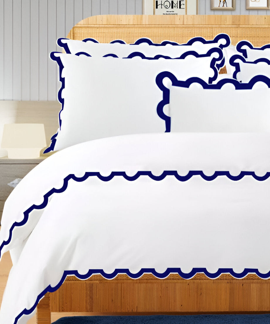 400TC U Shape Applique Embroidery Cotton Duvet Cover Set