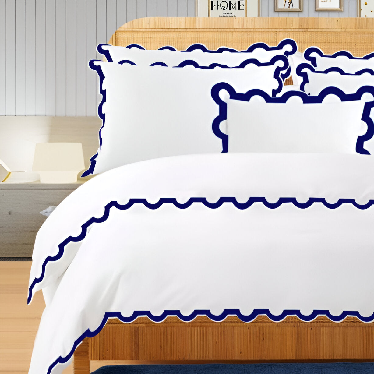 400TC U Shape Applique Embroidery Cotton Duvet Cover Set