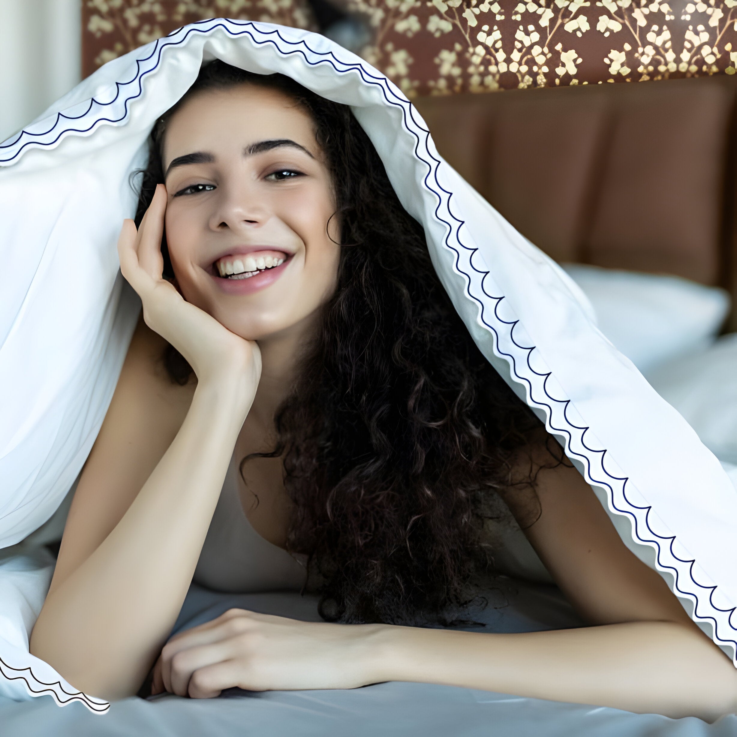 400TC Cotton Sateen Double Scallop Embroidery Duvet Cover Set