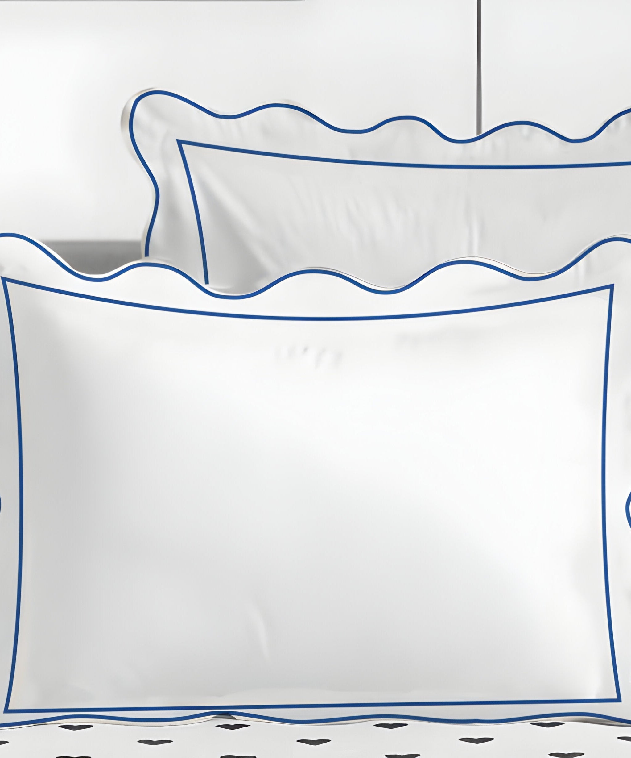 400TC Cotton Scallop Embroidery & Border Sateen Solid Duvet Cover Set