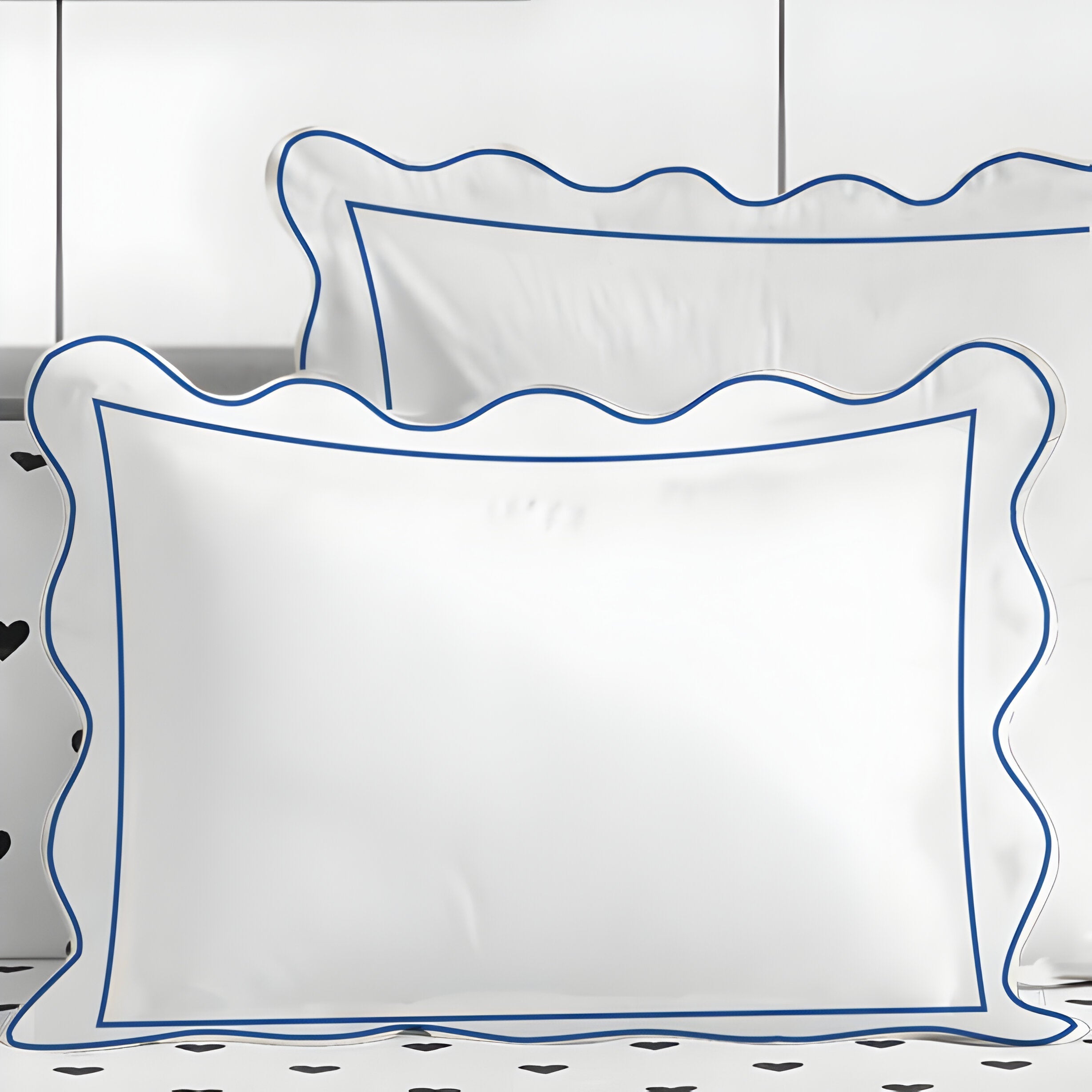 400TC Cotton Scallop Embroidery & Border Sateen Solid Duvet Cover Set