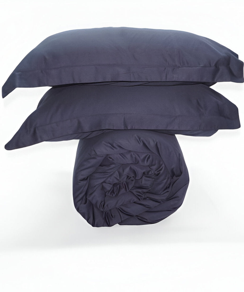 400TC Sateen Solid Cotton Round Duvet Cover Set