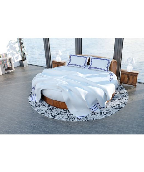 400TC Cotton Triple Embroidery Sateen Solid Round Duvet Cover Set
