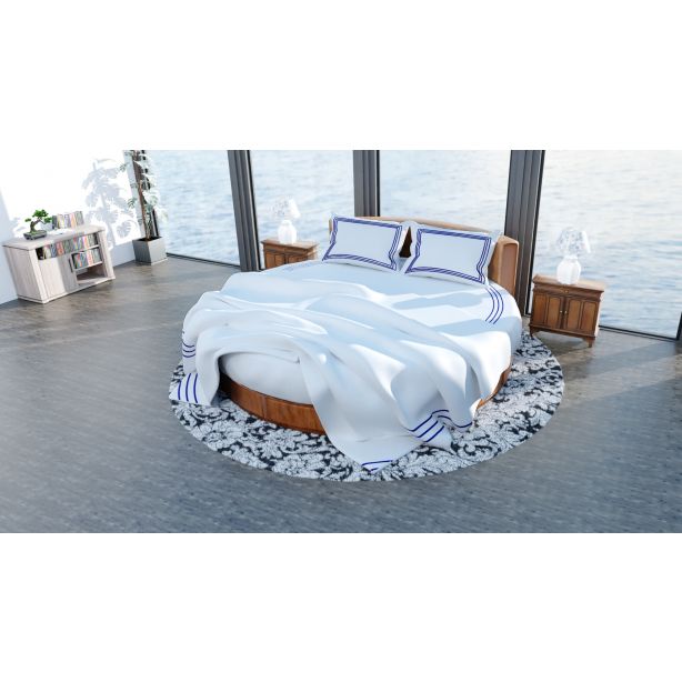 400TC Cotton Triple Embroidery Sateen Solid Round Duvet Cover Set