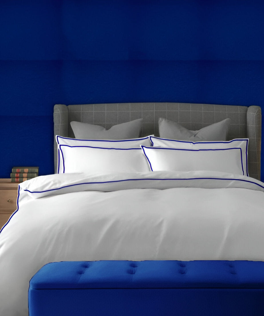 400TC Embroidery Cotton Sateen Solid Duvet Cover Set