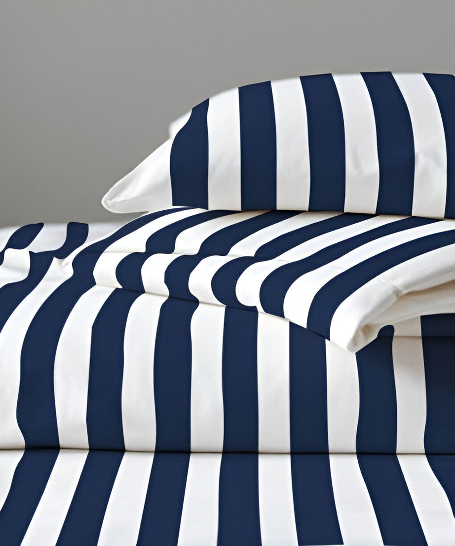 400TC Stripe Border Frame Cotton Sateen Duvet Cover Set