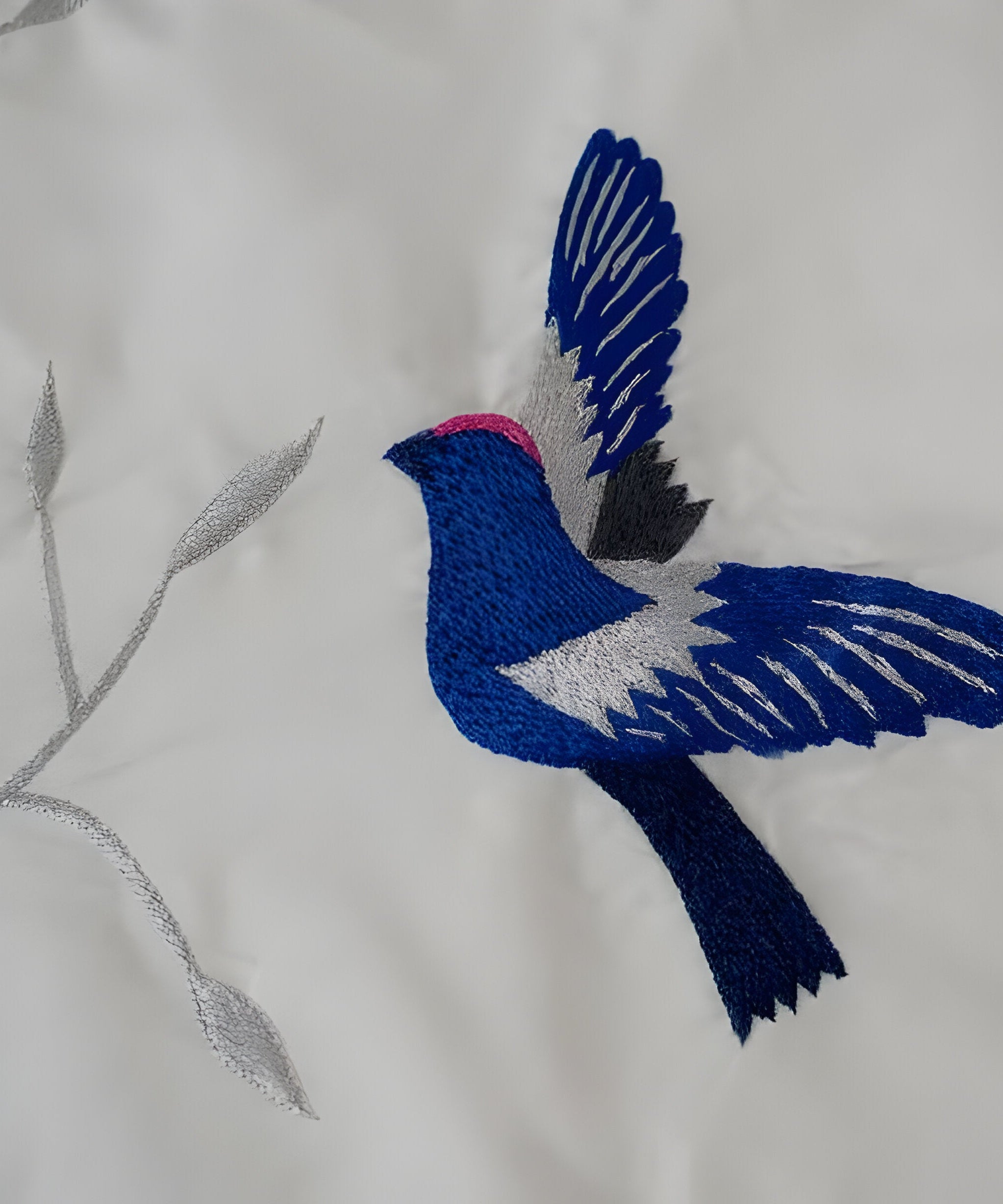 Swallow Embroidered Cotton Sateen Duvet Cover Set