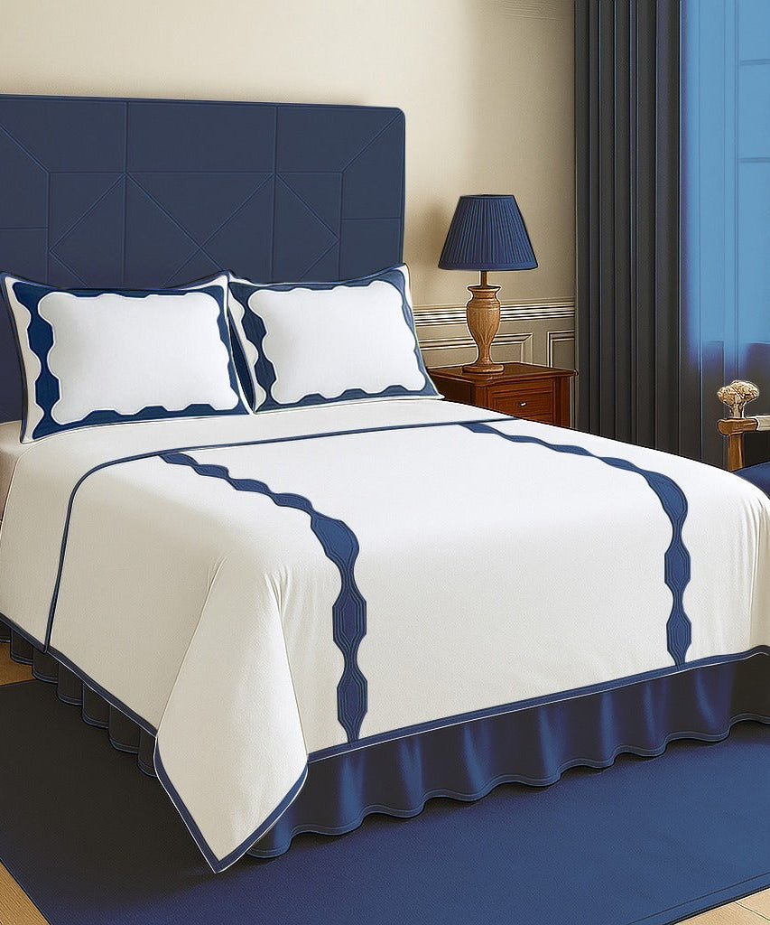 Hexagonal Applique Border Cotton Duvet Cover Set