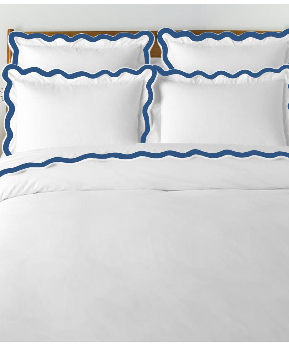 400TC Applique Scalloped Embroidery Cotton Duvet Cover Set