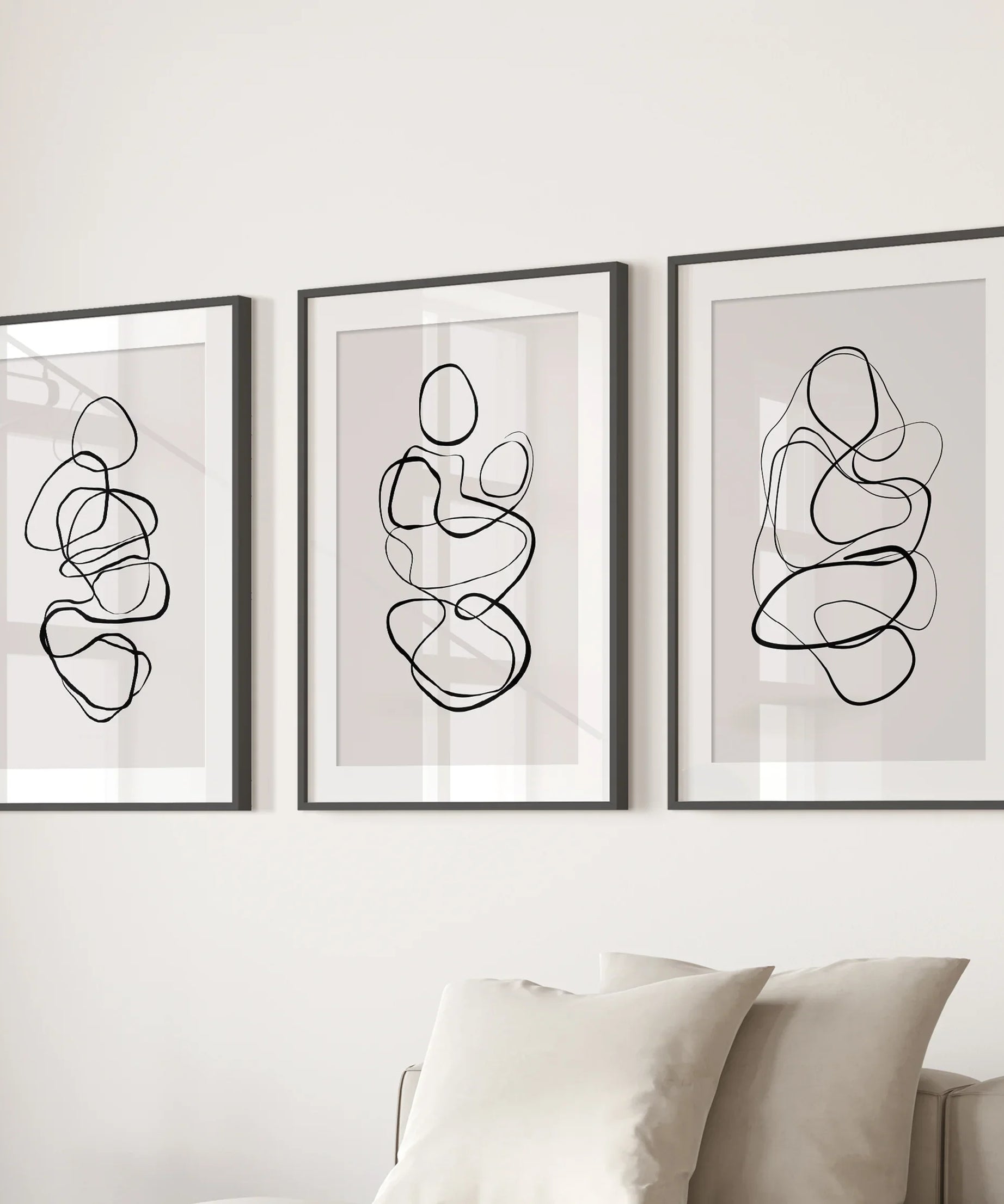 Abstract Line Art Wall Art Set of 3. Minimalist Figure Drawings