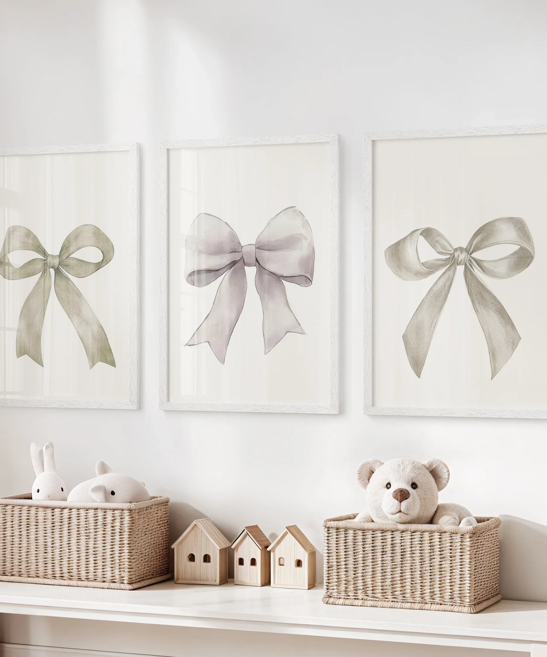 Aesthetic Bow Wall Art Set of 3. Neutral Gallery Set
