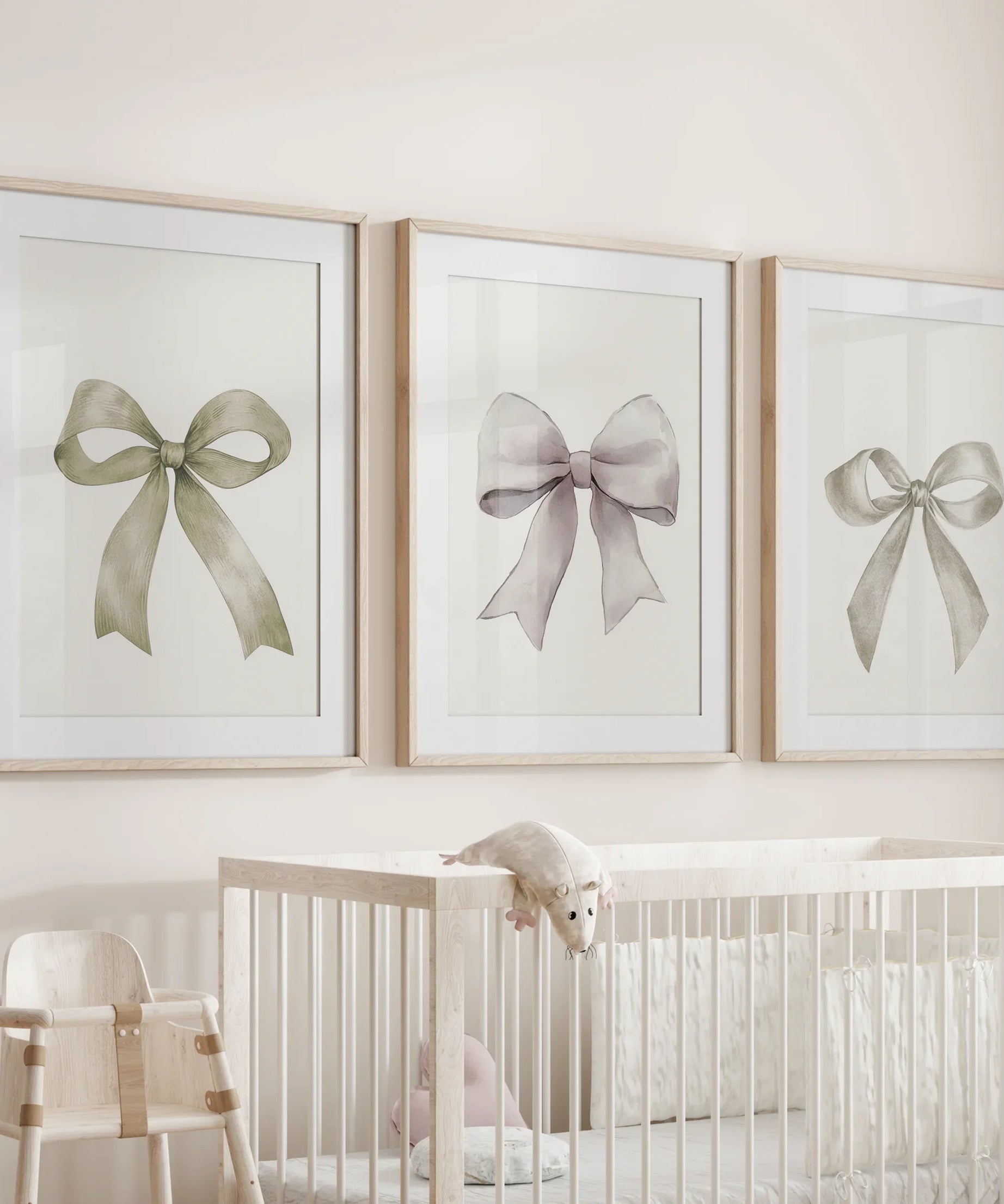 Aesthetic Bow Wall Art Set of 3. Neutral Gallery Set