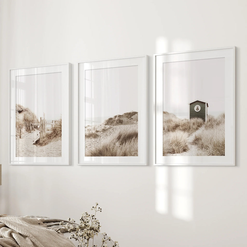 Minimalist Coastal Gallery Wall. Beige Beach Decor Set