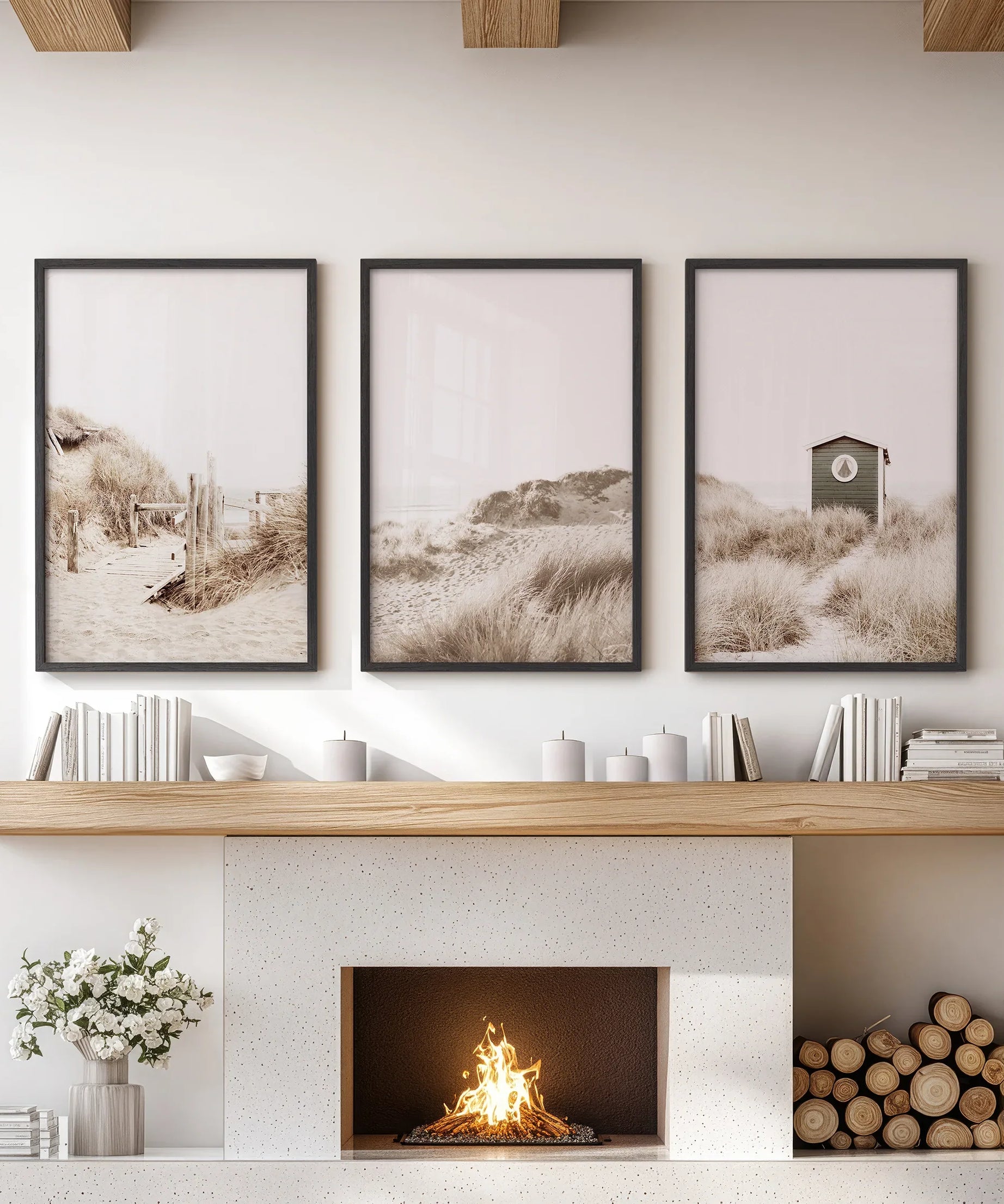 Minimalist Coastal Gallery Wall. Beige Beach Decor Set