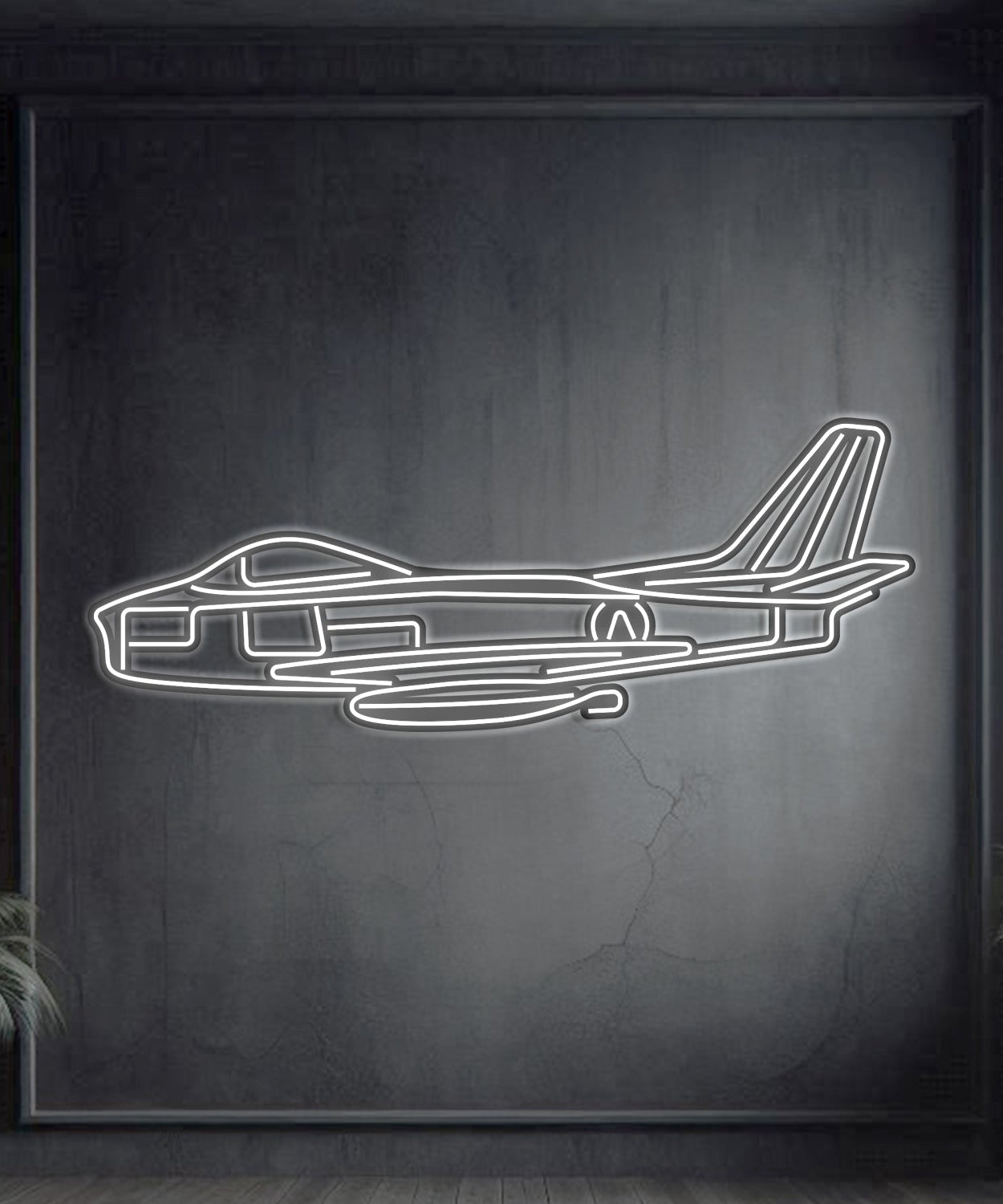 F-86 Sabre Metall-Neon-Flugzeug-Wandkunst - NCN0044