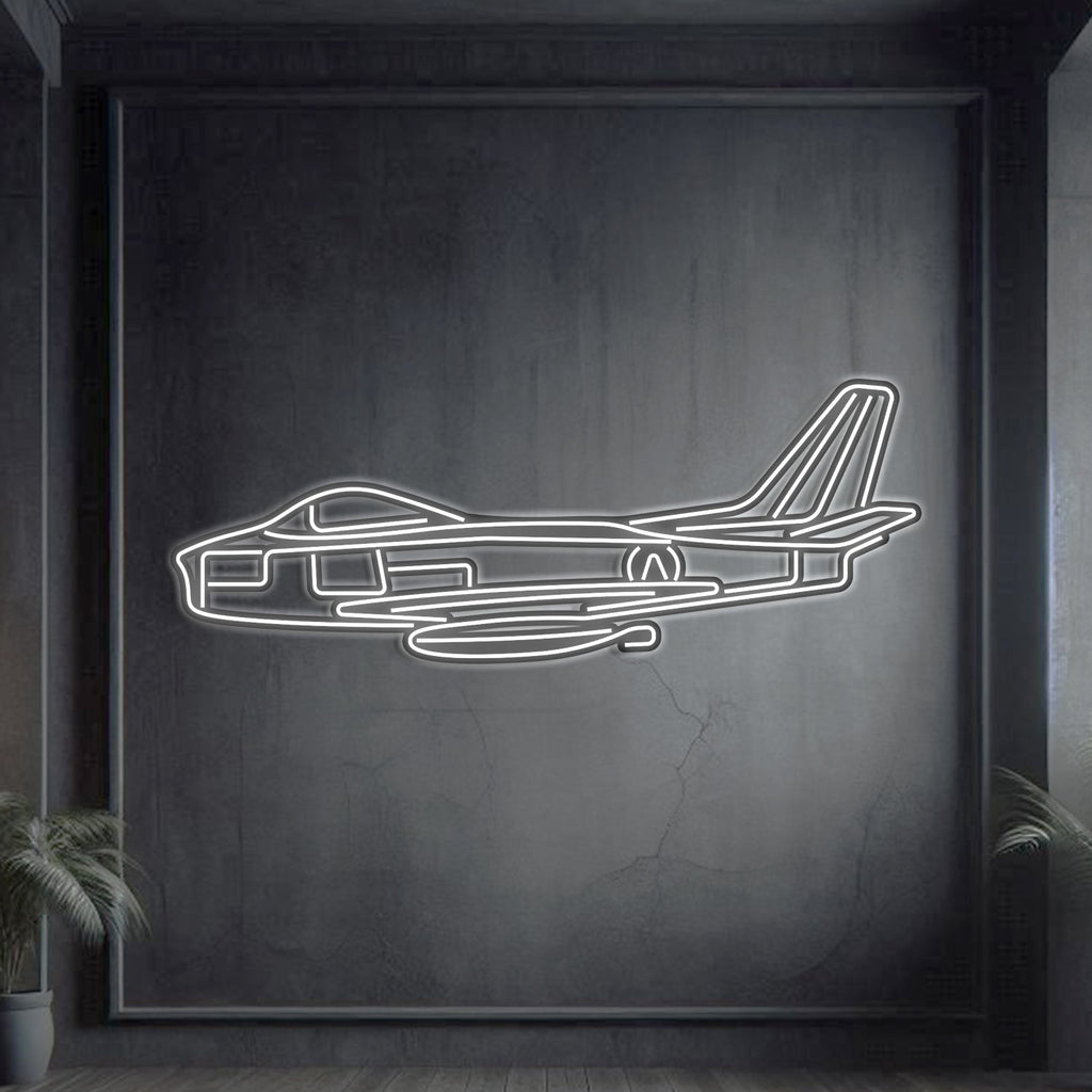 F-86 Sabre Metal Neon Aircraft Wall Art - NCN0044