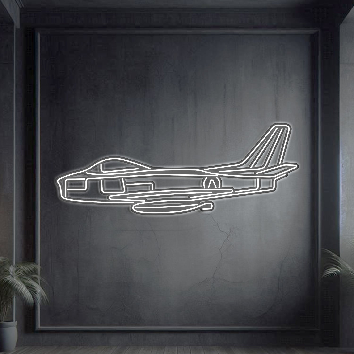 F-86 Sabre Metall-Neon-Flugzeug-Wandkunst - NCN0044