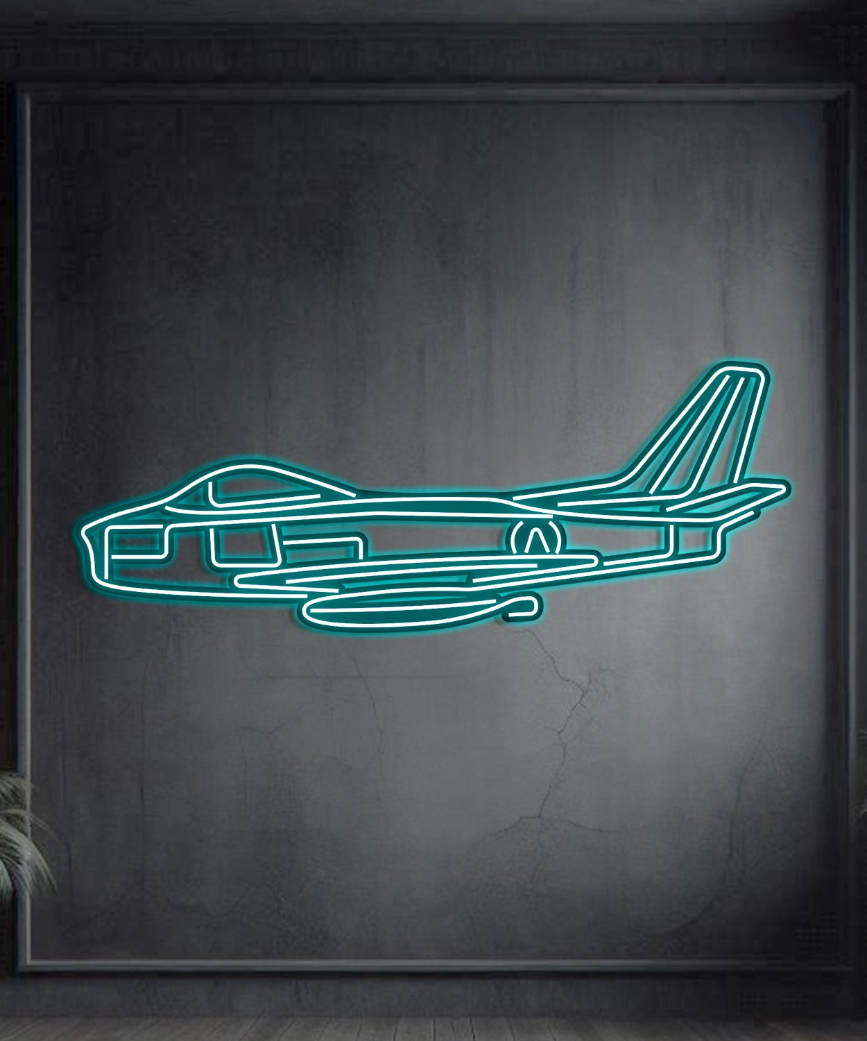 F-86 Sabre Metall-Neon-Flugzeug-Wandkunst - NCN0044