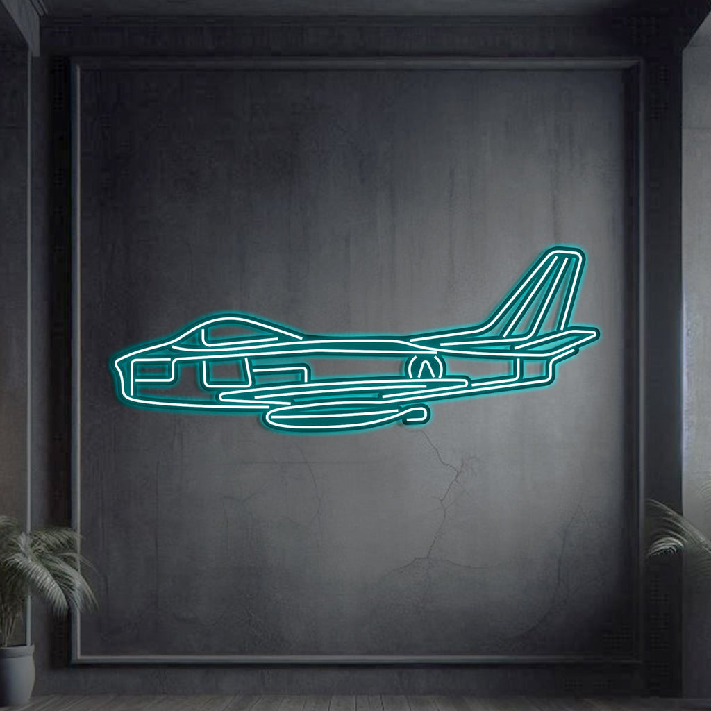 F-86 Sabre Metal Neon Aircraft Wall Art - NCN0044