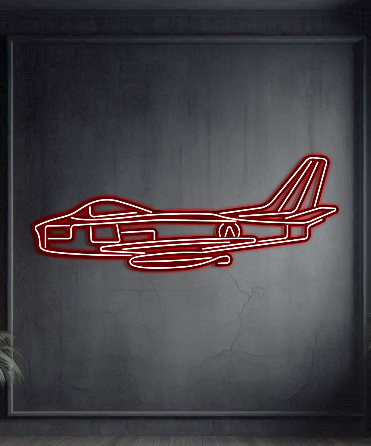 F-86 Sabre Metall-Neon-Flugzeug-Wandkunst - NCN0044