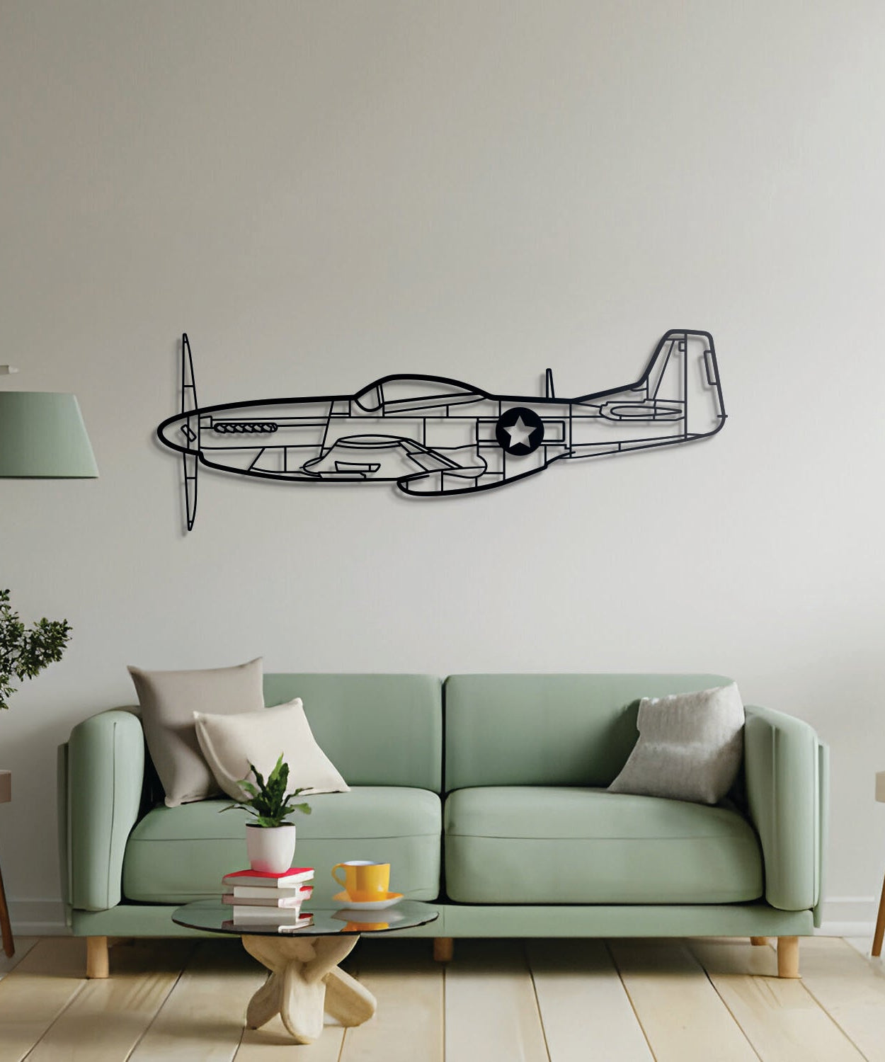 P-51 Mustang Metall Flugzeug Wandkunst - NCP0111