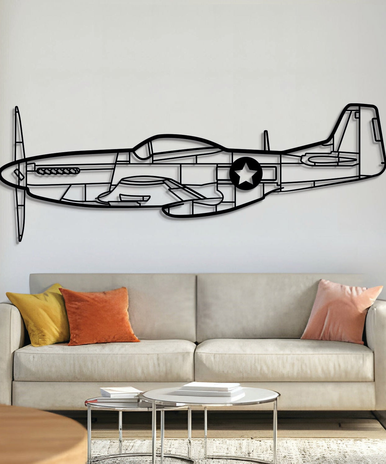 P-51 Mustang Metall Flugzeug Wandkunst - NCP0111
