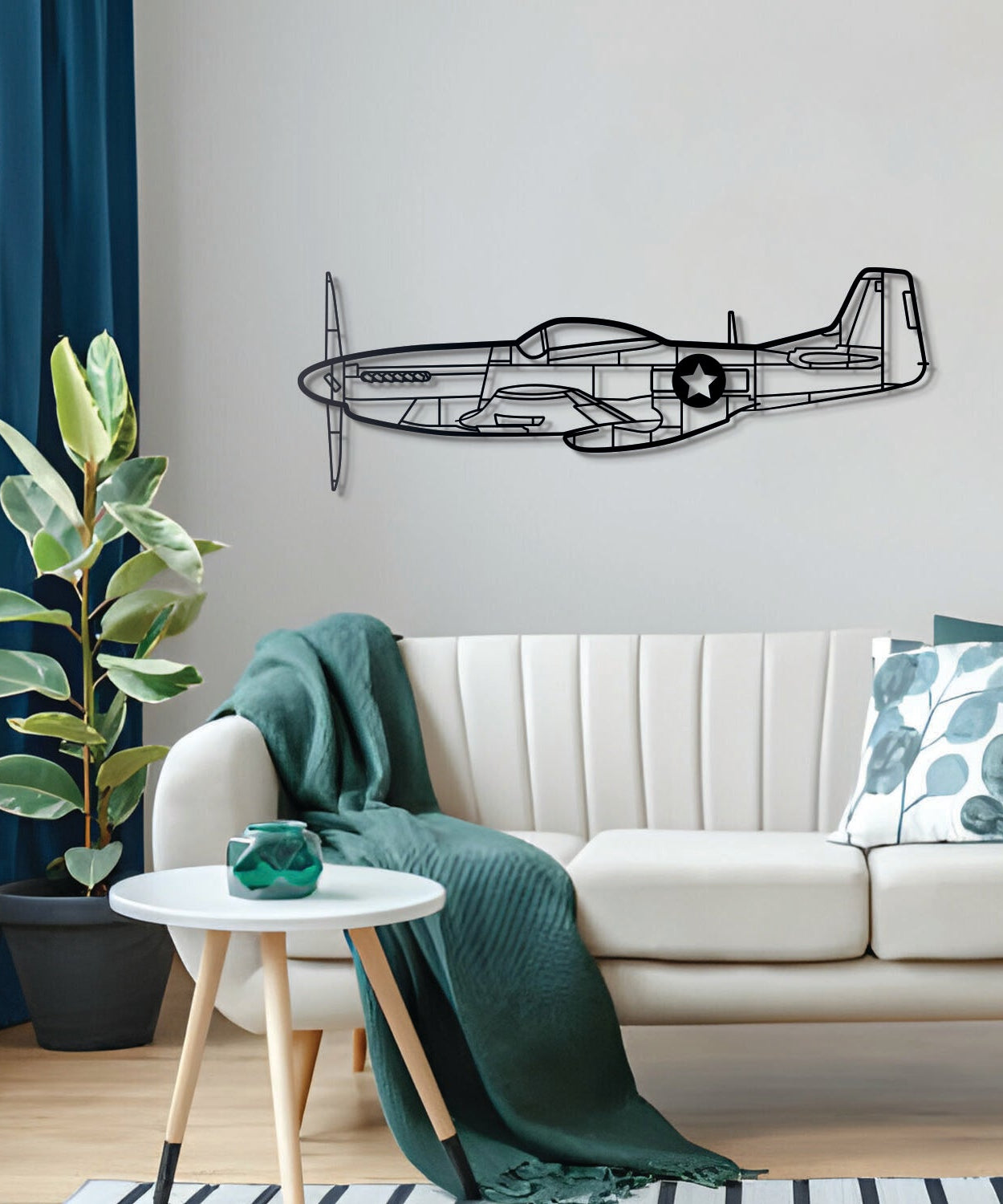 P-51 Mustang Metall Flugzeug Wandkunst - NCP0111