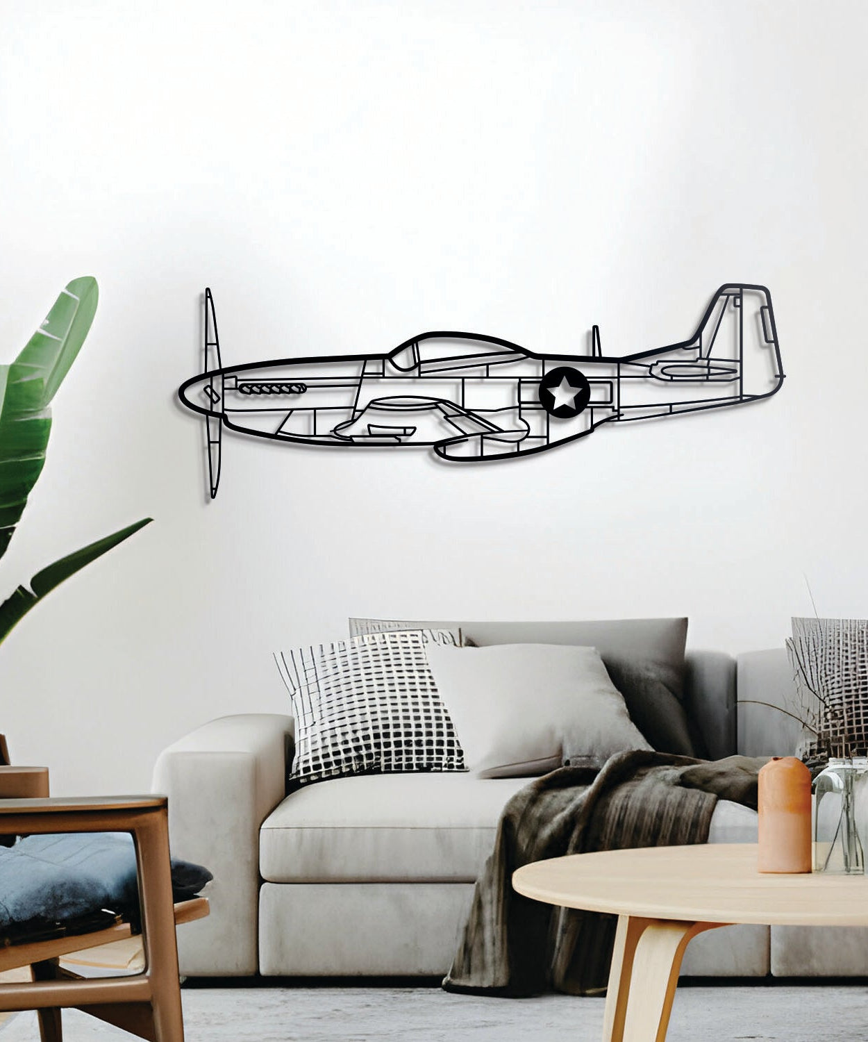P-51 Mustang Metall Flugzeug Wandkunst - NCP0111