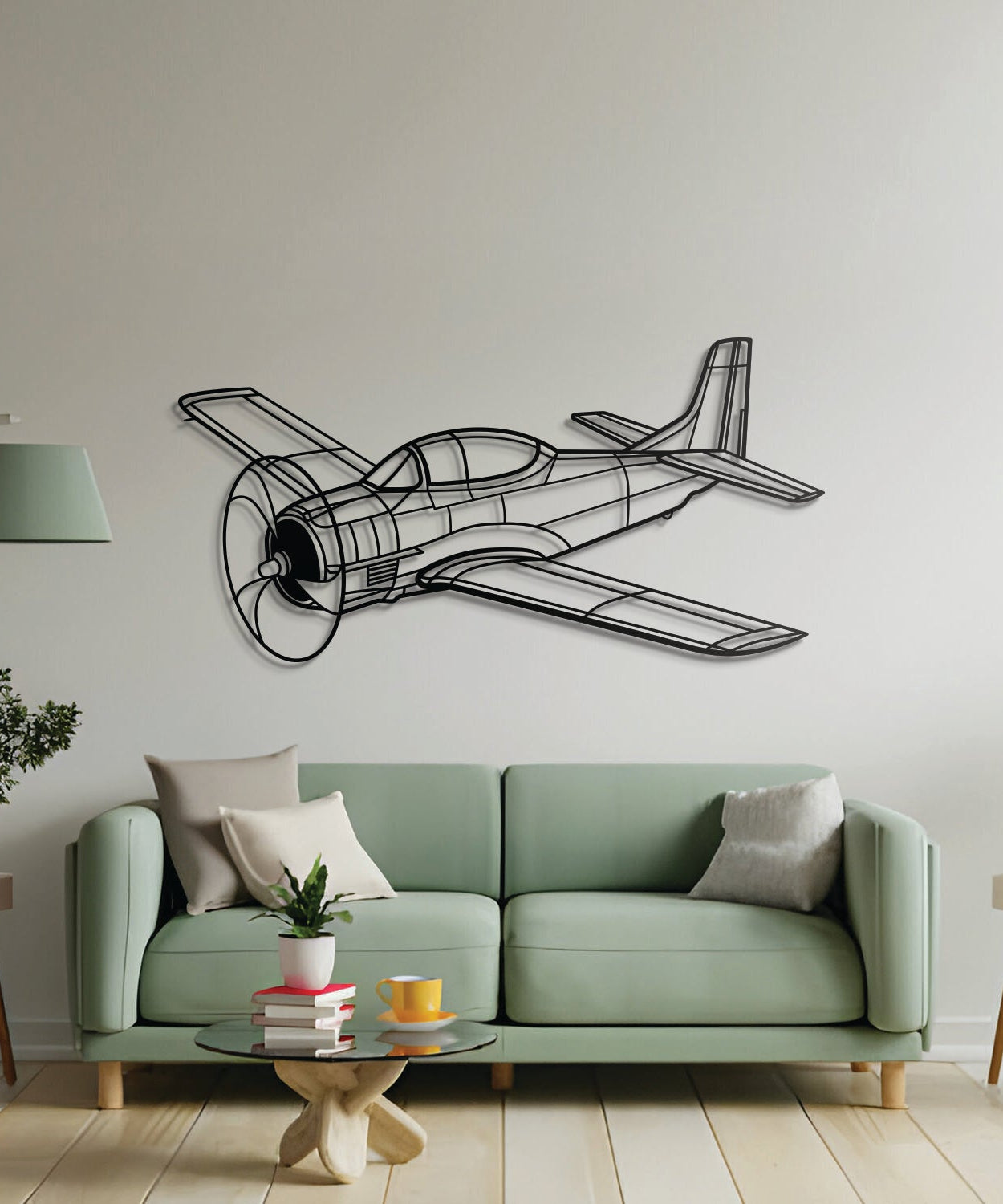 T-28 Trojan Flugzeug-Wandkunst aus Metall – NCP0141