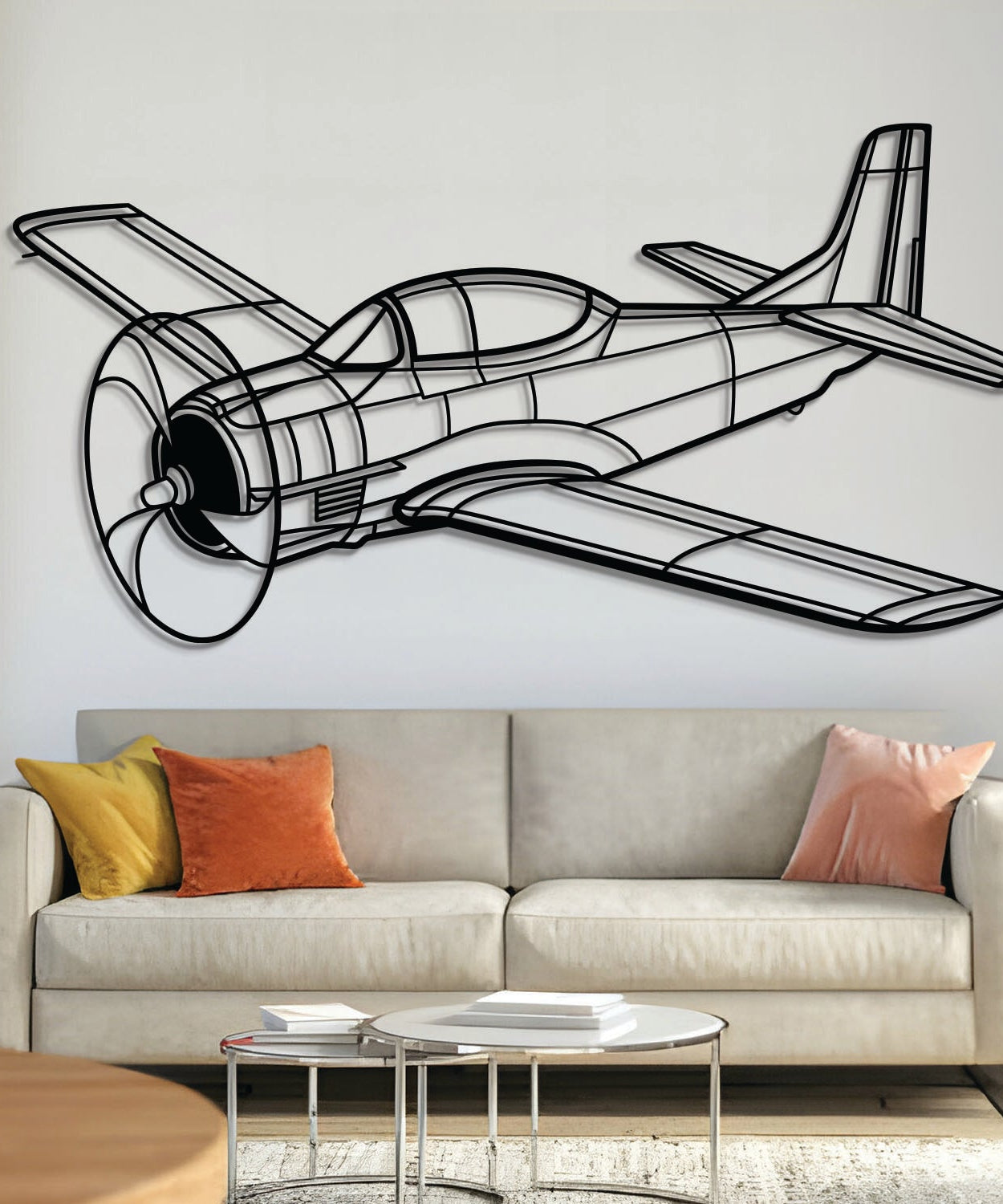 T-28 Trojan Flugzeug-Wandkunst aus Metall – NCP0141
