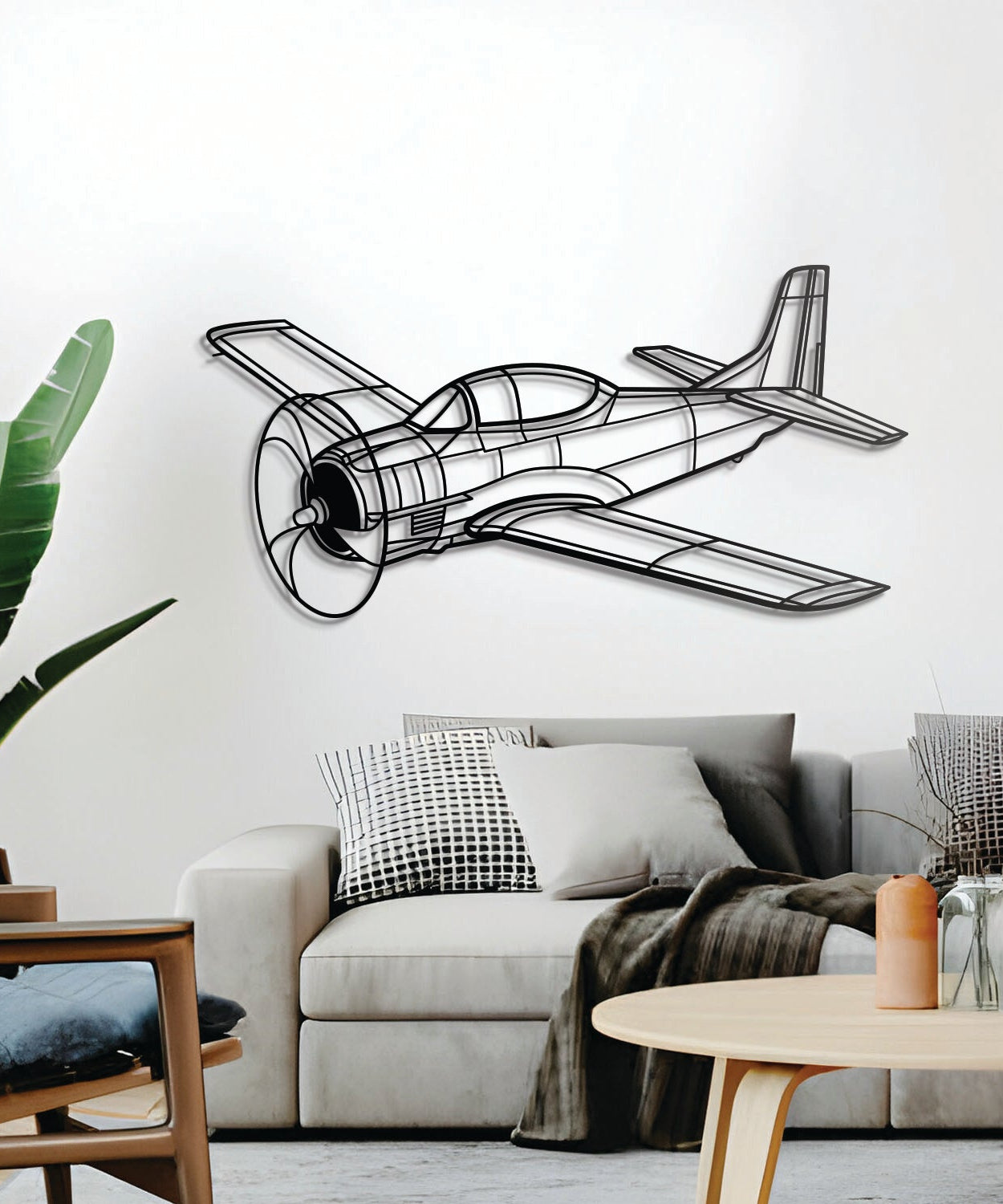 T-28 Trojan Flugzeug-Wandkunst aus Metall – NCP0141