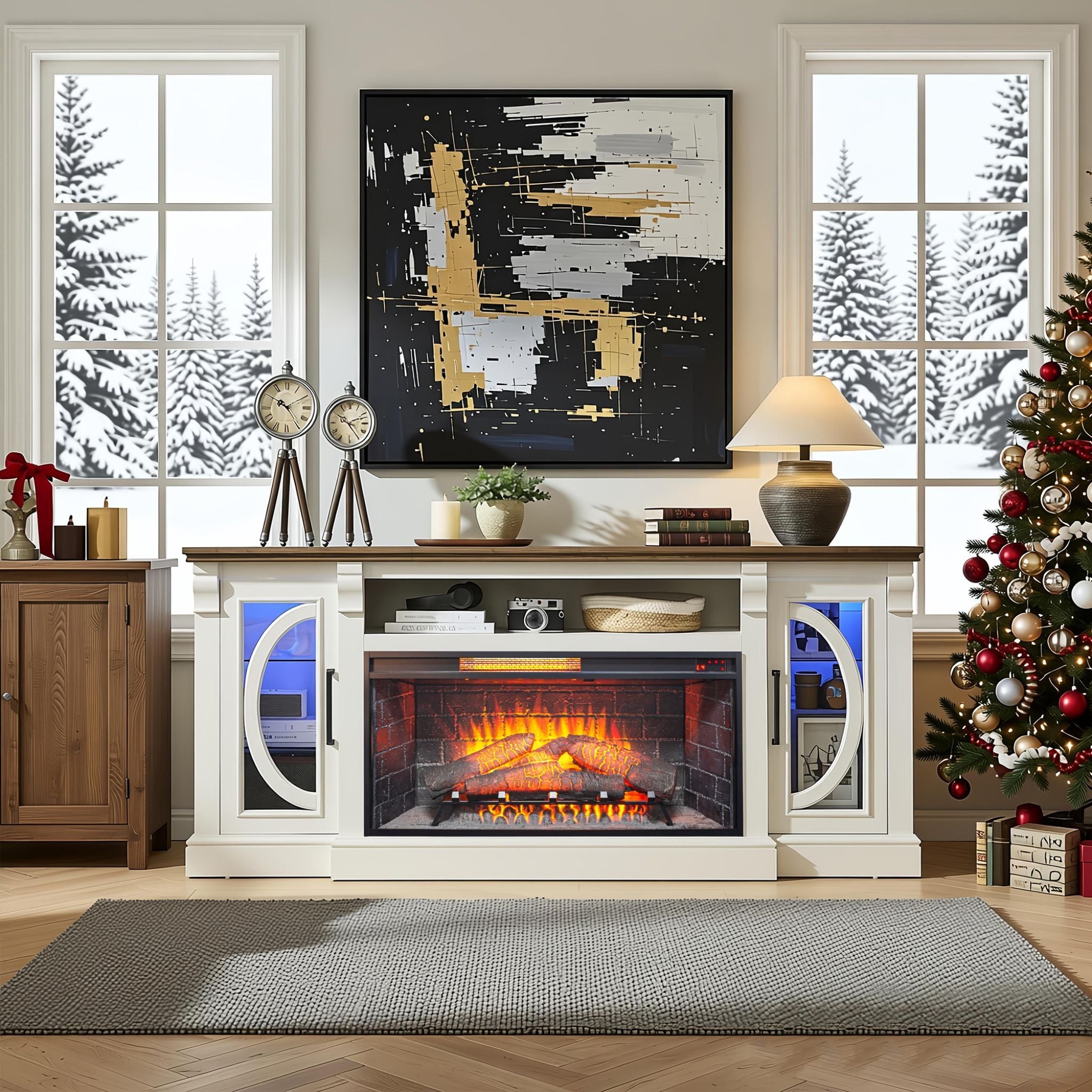 Nuvia 36-Inch Electric Antique Black Touch Panel Infrared Fireplace Insert With Removable Trim Kit (SAK84610)